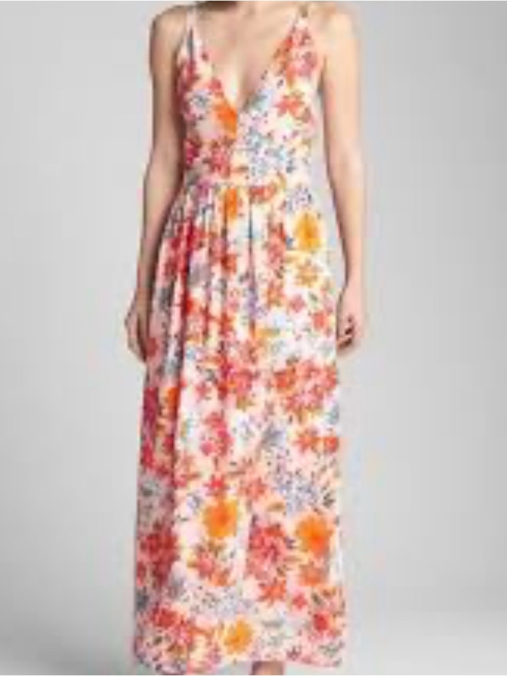 GAP Floral Spaghetti-Strap Maxi Dress